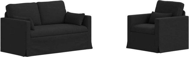 vidaXL Sofa Set 2-teilig Schwarz aus Stoff mit Metallrahmen B/T/H: 139 x 78 x 80 cm und 78 x 78 x 80 cm - Bild 1
