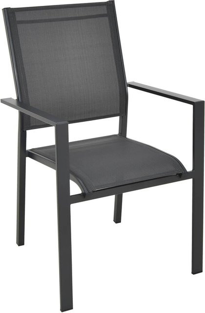 POCOline Stapelstuhl aus Stahl und Textilene in Grau, B/H/T: 56 x 92 x 59 cm - Bild 1