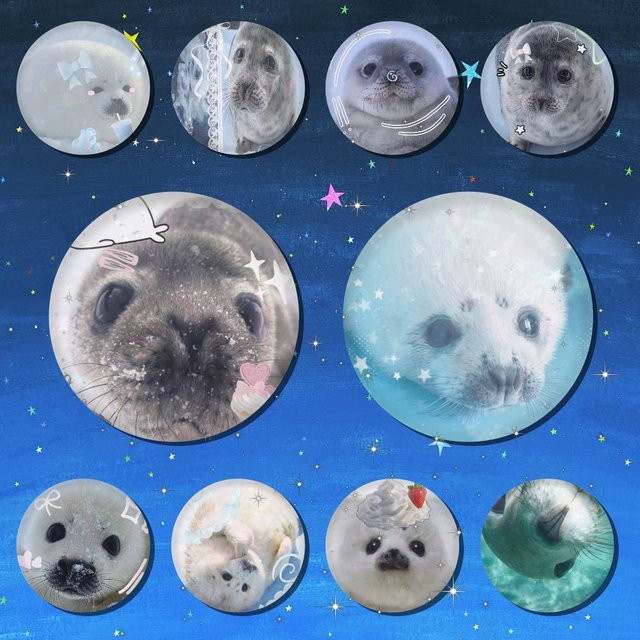 Seal Sea Weißblech-Brosche, Figuren-Motiv, Unisex - Bild 1