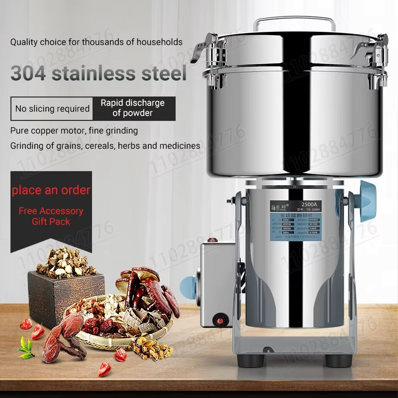 DIVEDEER Elektrische Gewürzmühle aus Edelstahl in Silber für Kaffee, Getreide und Trockenfutter, 150 bis 4500g - Bild 4