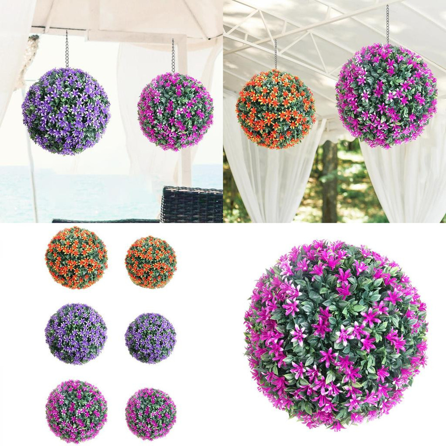 MerakiMuse Kunstblumenball aus Kunststoff in Rose Rot für die Decken-Dekoration, Durchmesser: 20 cm - Bild 3