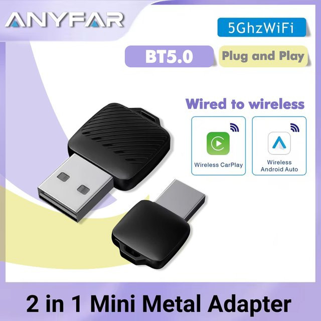 EzoneTronics Wireless CarPlay und Android Auto Adapter in Schwarz mit 5 GHz Wi-Fi für USB Plug & Play - Bild 1