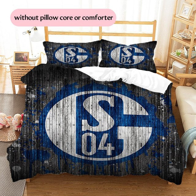 DayByDayLove FC Schalke 04 Bettwäsche-Set mit 1 Bettbezug und 2 Kissenbezügen, Schwarz/Blau, Breite: 135 cm, Länge: 200 cm - Bild 1
