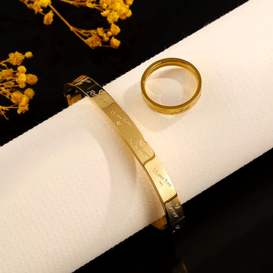 ZAKOL Armband Ring Set, Edelstahl, Gold, Unisex - Bild 2
