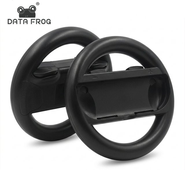 Data Frog Lenkradadapter für Nintendo Switch, 4er-Pack ergonomische Joycon-Lenkradadapter mit SR/SL-Triggern und Daumengriffkappen, Mattschwarz - Bild 1