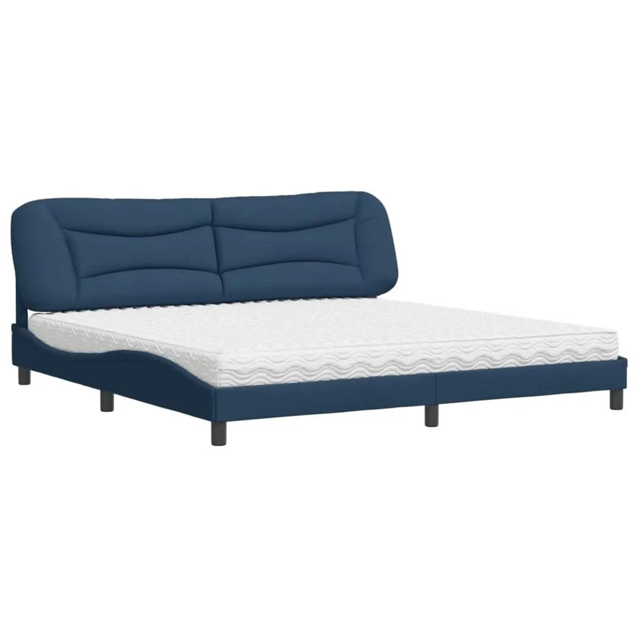 vidaXL Bett Hvar mit Matratze in Blau aus Stoff und Kiefernholz B/T/H: 200 x 200 x 205 cm - Bild 2
