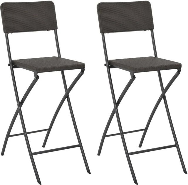 Set aus 2 klappbaren Barstühlen von vidaXL in Braun mit Rattanoptik aus HDPE und Stahl - Bild 1