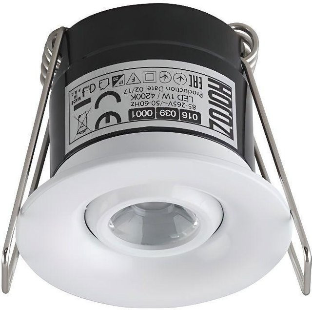 Runder Mini LED-Spot zur Einbaulösung, schwenkbar, 1W, 4200K Kaltweiß, Farbe: Weiß - Bild 1
