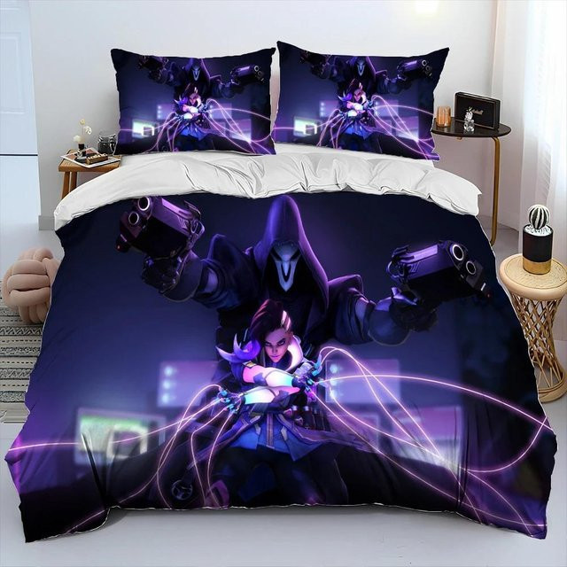 Binchi Outdoor Product Overwatch DVA Bettwäsche-Set mit Bettbezug und Kissenbezug, Farbe: Lila, B/H: 135 x 200 cm - Bild 1