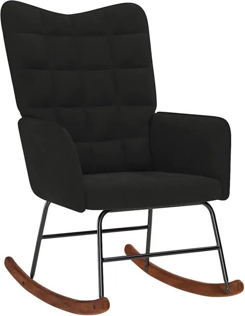 vidaXL Schaukelstuhl Schwarz aus Samt mit Armlehnen und modernem Design - Bild 1