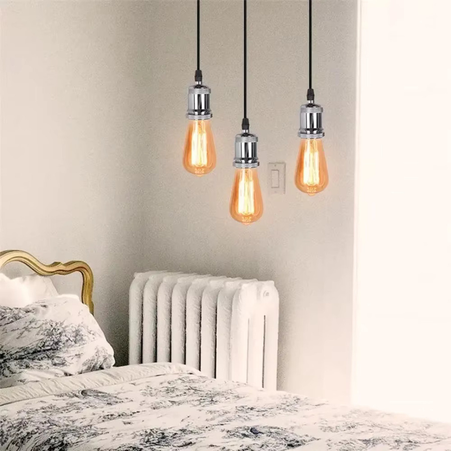 JOYINLED Vintage Industrie Loft LED Pendelleuchte aus Aluminium in Silber mit E27 Fassung für Esszimmer und Küche - Bild 2