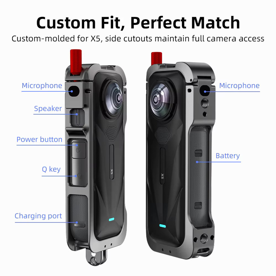 Flymile Metallrahmen für Insta360 X5 Kamera mit Silikon-Objektivdeckel als schützender Metallkäfig und Zubehör für Panorama-Action-Kameras - Bild 2