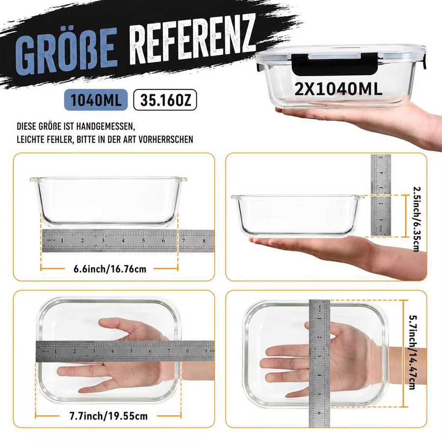 SIAZIH Vorratsgläser aus Glas mit schwarzen luftdichten Deckeln, 4er Set, BPA-frei und auslaufsicher, 4 x 1040 ml - Bild 2