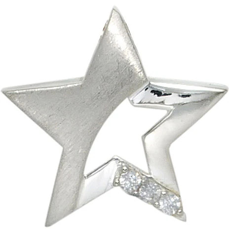 Colkid Kinder Anhänger Stern, 925 Sterling Silber, mattiert, 3 Zirkonia - Bild 1