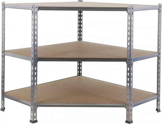 PROREGAL Eckregal Small in Silber mit 3 verstellbaren Fachböden, H x B x T: 90 x 90 x 30 cm - Bild 1
