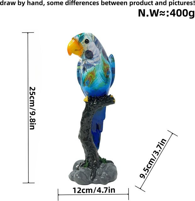 Yiran Furniture Papageienstatue aus Harz als dekoratives Wohnaccessoire in Multicolor - Bild 1