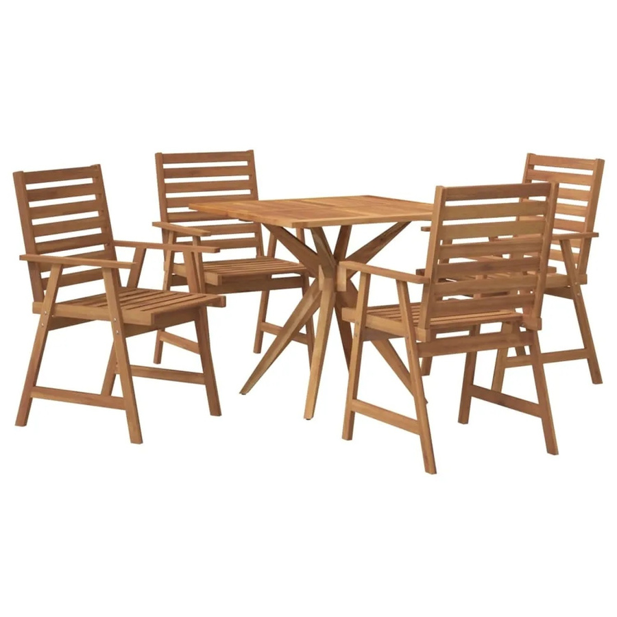 vidaXL 5-tlg Garten-Essgruppe Modell 67 aus Akazien-Massivholz in Braun mit rustikaler Optik und Latten-Design - Bild 2