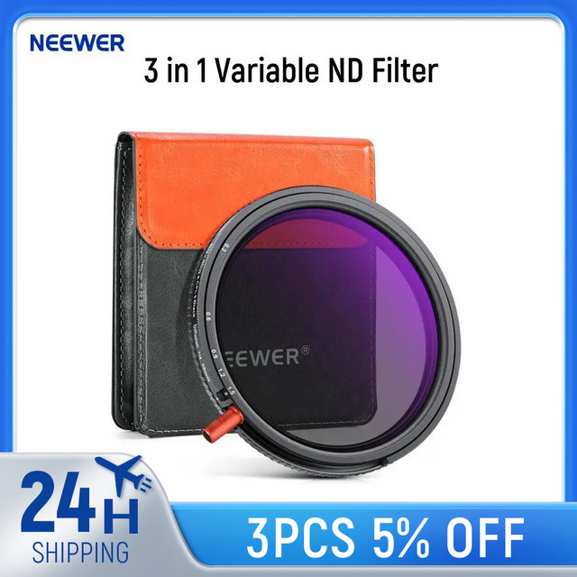 NEEWER 3-in-1 Kameraobjektiv-Filter ND2-32 variabler ND-Filter, CPL und schwarze Diffusion in Schwarz mit HD-Glas - Bild 1