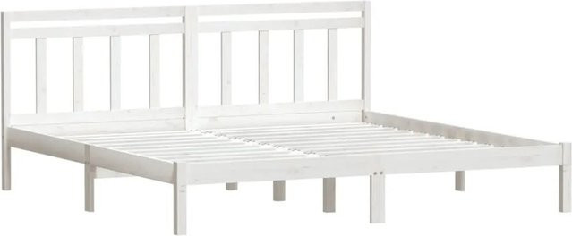 vidaXL Massivholzbett aus Kiefer in Weiß, rustikales Bett mit Lackierung, B/T/H: 180 x 200 x 186 cm - Bild 1