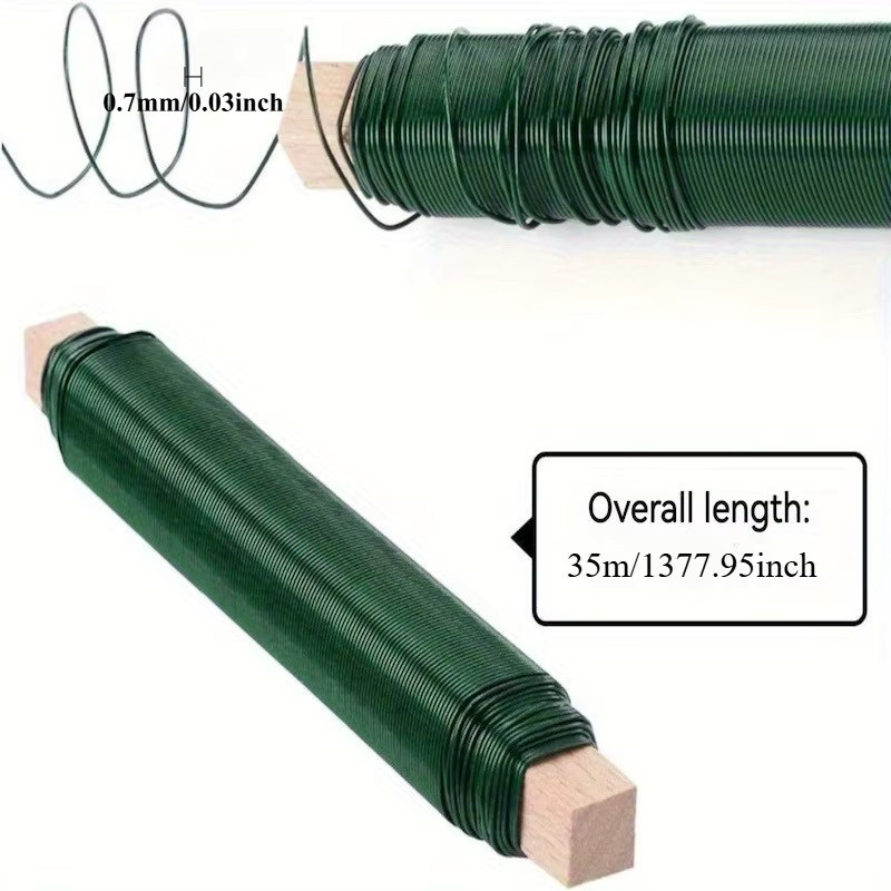6 Stück grüner Gartendraht aus rostfreiem Stahl, 0,7 mm x 35 m zur Pflanzenunterstützung und für dekoratives Kunsthandwerk - Bild 3