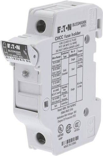 Eaton CHCC1DIU Sicherungshalter 1-phasig, 1-polig, 30A, 600V, für Feinsicherungen 10,3 x 38 mm, 12 Stück, Weiß - Bild 1