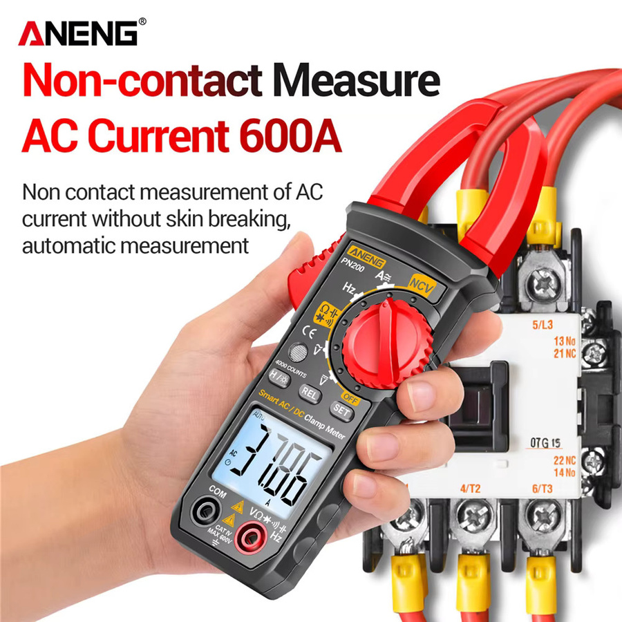 ANENG PN200 Digitales Zangenmessgerät Multimeter Amperemeter mit DC/AC 600 A, NCV und Kapazitätsmessung in Rot - Bild 2