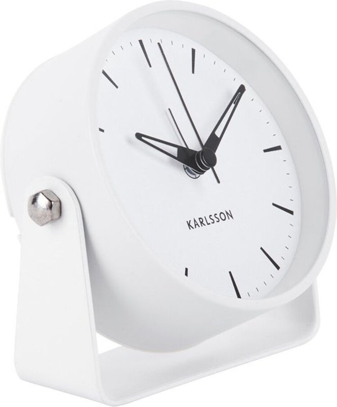 Minimalistischer analoger Wecker Calm von Karlsson in Schwarz oder Weiß, Durchmesser: 9,5 cm - Bild 1