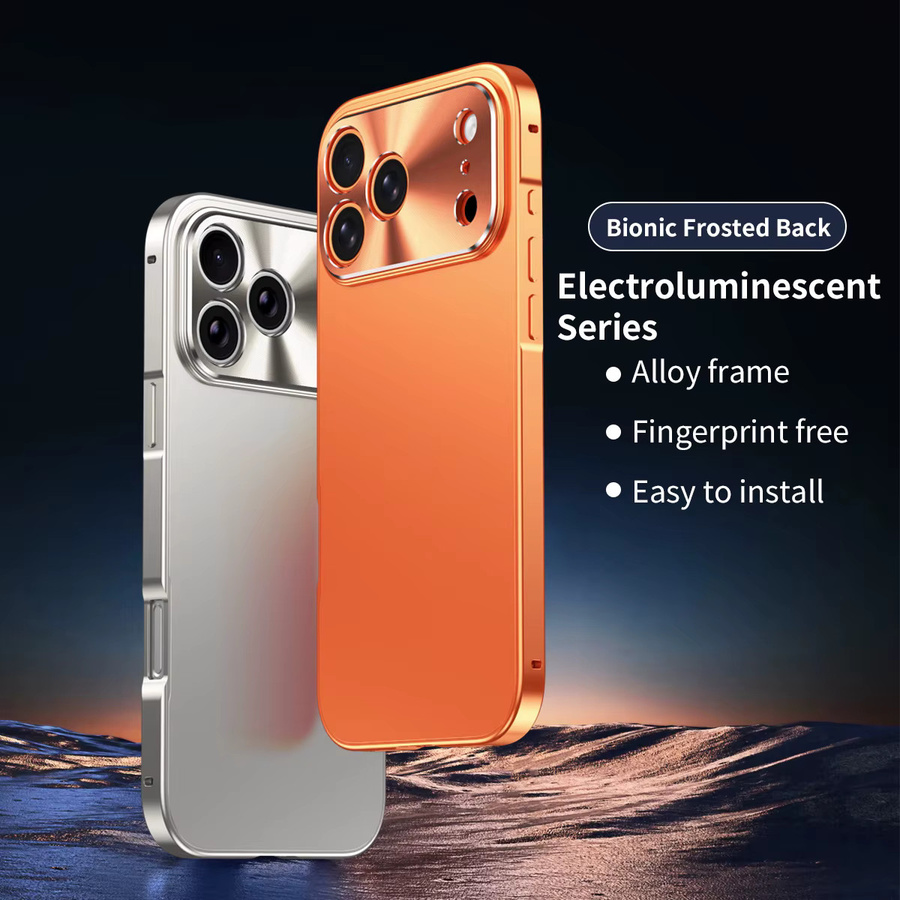 dcoud Schutzhülle für iPhone 17 Pro Max aus Aluminiumlegierung und PC in Silber und Orange - Bild 1