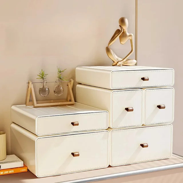 Stapelbare Schreibtisch-Aufbewahrungsbox aus Kunststoff in Weiß für Büro und Badezimmer - Bild 1