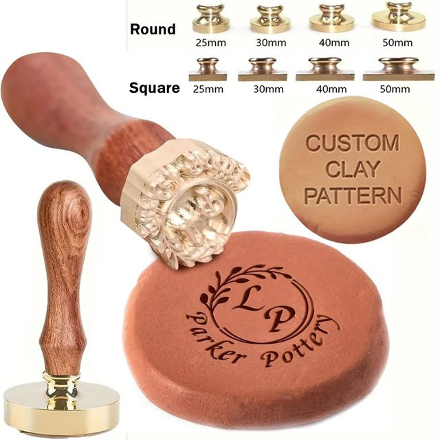 Personalisierter Messing-Buchstabenstempel von QWELL für Keramik, Seife und Logo-Designs mit Stempelkopf aus Messing - Bild 1