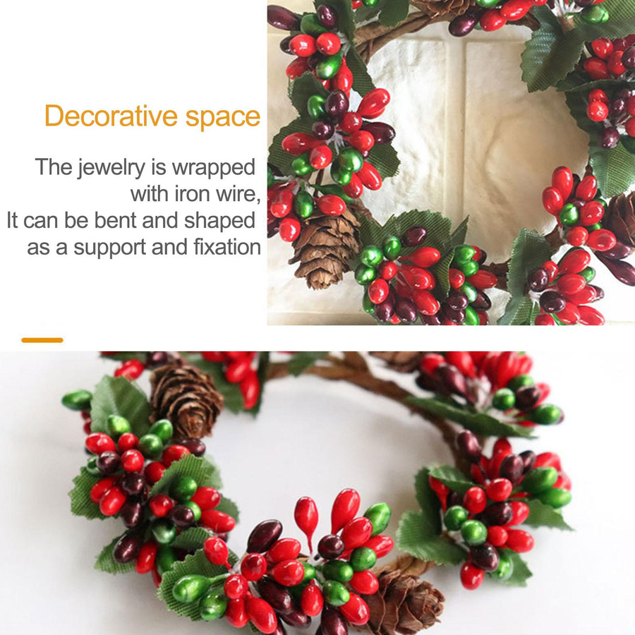 Tooarts Weihnachtskranz mit Tannenzapfen in Rot für deine Weihnachtsdekoration, Innendurchmesser: 6,5 bis 7 cm - Bild 3