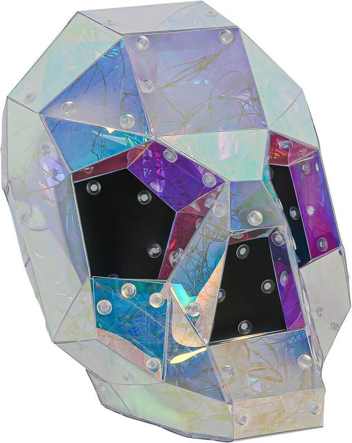 Nolo Tischleuchte Totenkopf aus Glas in Transparent mit LED und USB-Anschluss, B/T/H: 17 x 17 x 23 cm - Bild 1