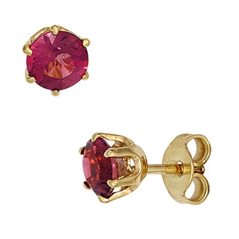 Colfem Ohrstecker, 585 Gelbgold, 2 Turmaline rosa pink, Unisex - Bild 1