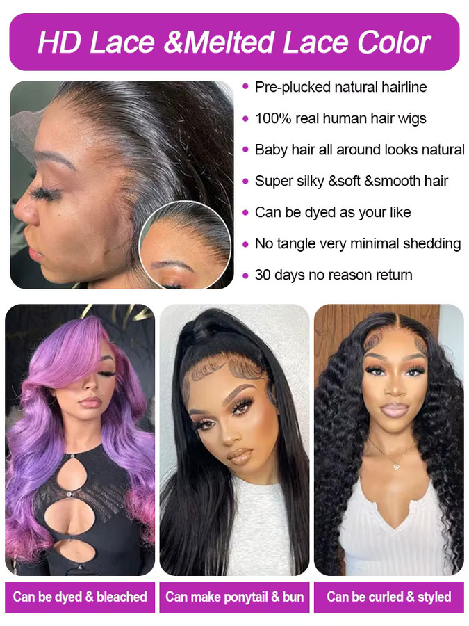 HJ WEAVE BEAUTY Body Wave Lace Front Perücke, 100% Echthaar, Damen - Bild 4