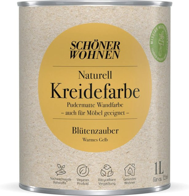 Schöner Wohnen Kreidefarbe Naturell Blütenzauber in Weiß und Gelb - Bild 1