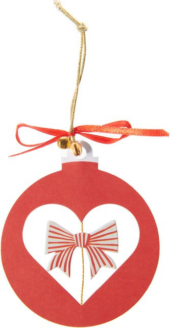 Rico Design Weihnachtskugel mit Schleifenmotiv und Herz in Rot aus Papier - Bild 1