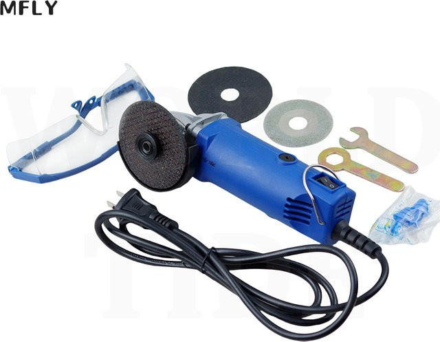XMSJ Elektrischer Mini-Winkelschleifer mit 6 Geschwindigkeiten und variabler Drehzahl, 75 mm Poliermaschine und Schleifmaschine in Blau und Braun - Bild 1