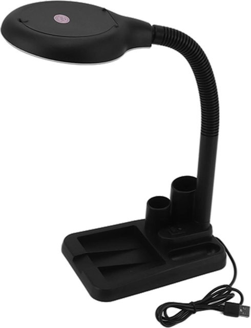 CosyHome LED Lupe mit Licht in Schwarz, dimmbar mit 9 Helligkeitsstufen und 3 Farbtemperaturen, Schwanenhals für Home Office und Lesen - Bild 1