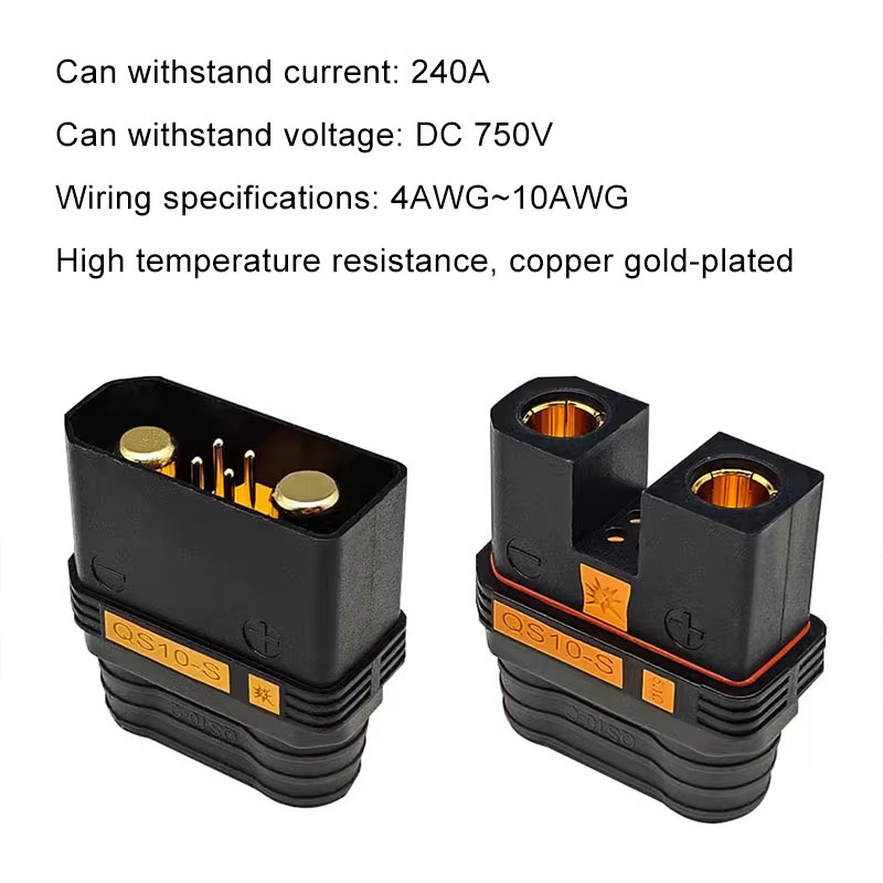 DIVEDEER QS10-S Stromeingang Buchse und Stecker Set 750W 4AWG PA Shell in Schwarz für RC Modell Auto Netzteil - Bild 2