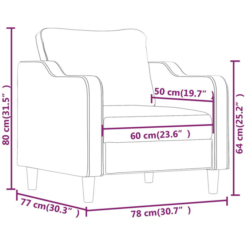Modernes Vidaxl Sessel in Rot mit Stoffbezug und Metallgestell, Breite: 60 cm - Bild 3