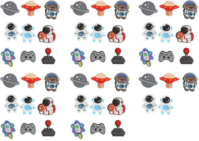 Neoglint Charms, Weltraum Planet Muster, Astronaut, Raumschiff, Kinder, grau - Bild 1