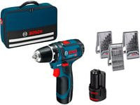 Bosch Professional GSR 12V-15 Akku-Bohrschrauber 12V in Blau/Schwarz mit 2 Akkus (2,0 Ah und 4,0 Ah), Zubehör und Tasche - Bild 3