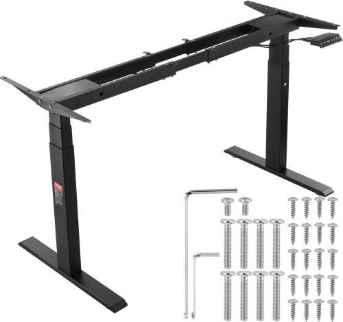 VEVOR Elektrisches Schreibtisch Gestell mit Doppelmotor, höhenverstellbar 65-129 cm, Farbe Schwarz, Material Metall - Bild 1
