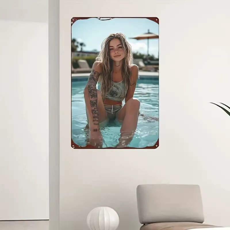 HELLOYOUNG Wandkunst aus Metall Tattoo-Mädchen-Poster in Mehrfarbig, Modernes Wandbild für Innen- und Außenbereich, B/H: 20 x 30 cm - Bild 3