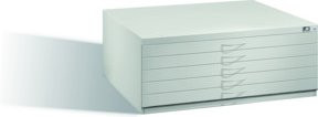 C+P Flachablageschrank für Formate bis DIN A1 mit 5 Schubladen, Farbe Lichtgrau, H: 42,0 cm, B: 110,0 cm, T: 76,5 cm - Bild 1