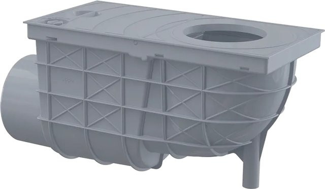 Alcadrain Universal-Regensinkkasten aus Kunststoff in Grau mit waagrechtem Abgang, Breite: 300 mm, Höhe: 155 mm, Durchmesser: 110 mm - Bild 1