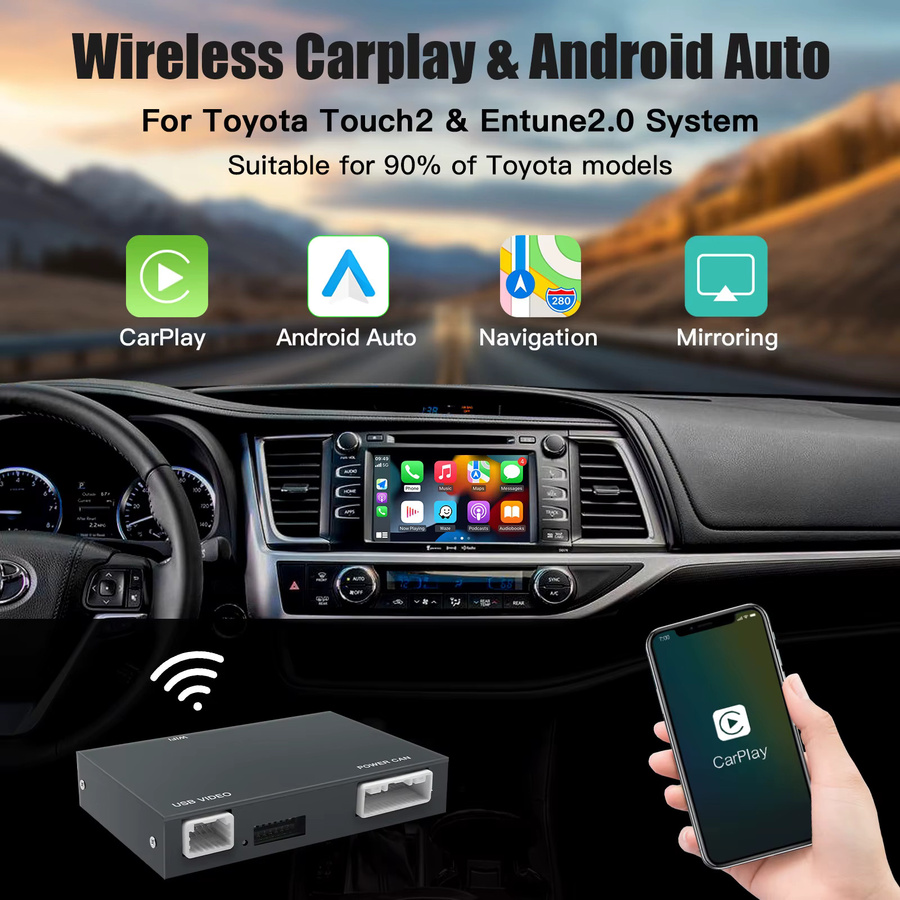CARABC Drahtloses CarPlay und Android Auto Modul für Toyota Touch2 Systeme in Schwarz - Bild 2
