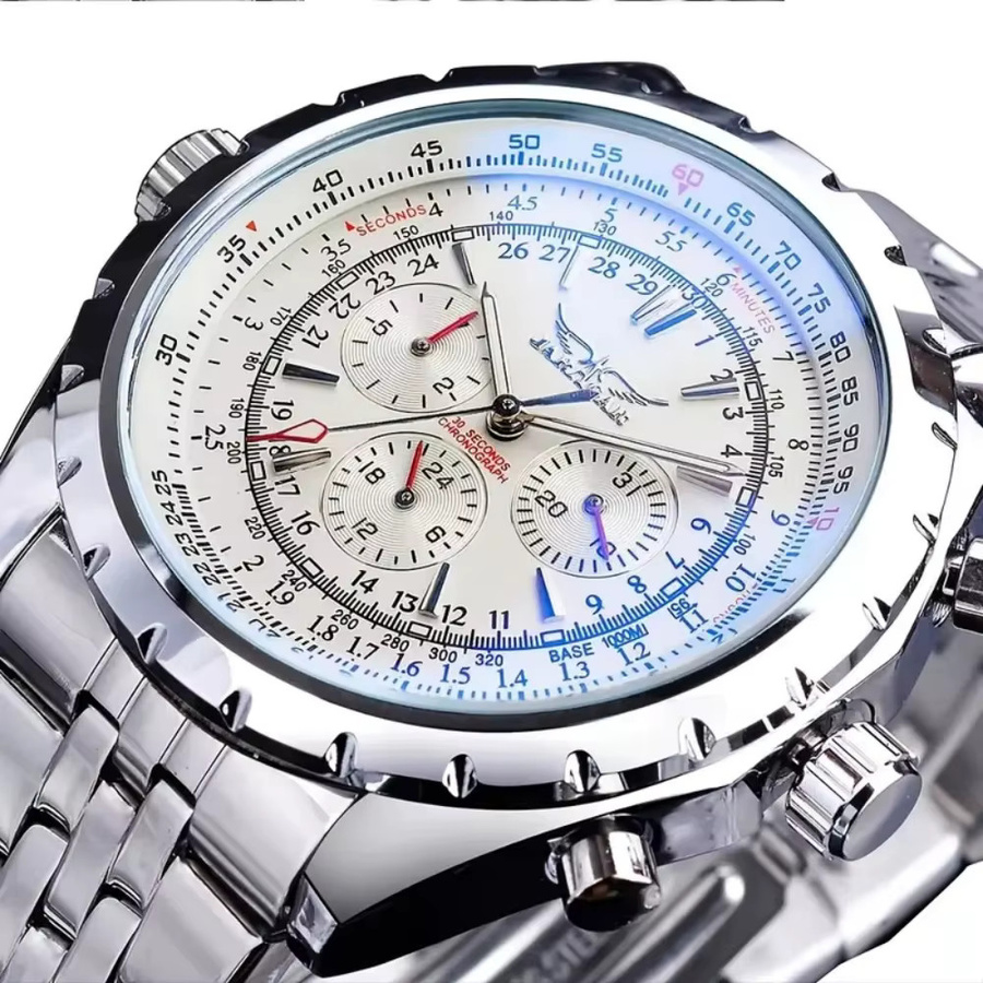 FORSINING Herrenuhr, Automatik, Skelett-Design, Edelstahlarmband, Weiß - Bild 3