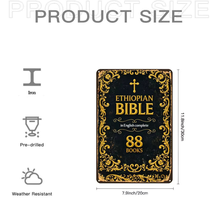 HELLOYOUNG Vintage Metall-Blechschild Äthiopische Bibel 88 Bücher Wanddekoration Multicolour - Bild 2