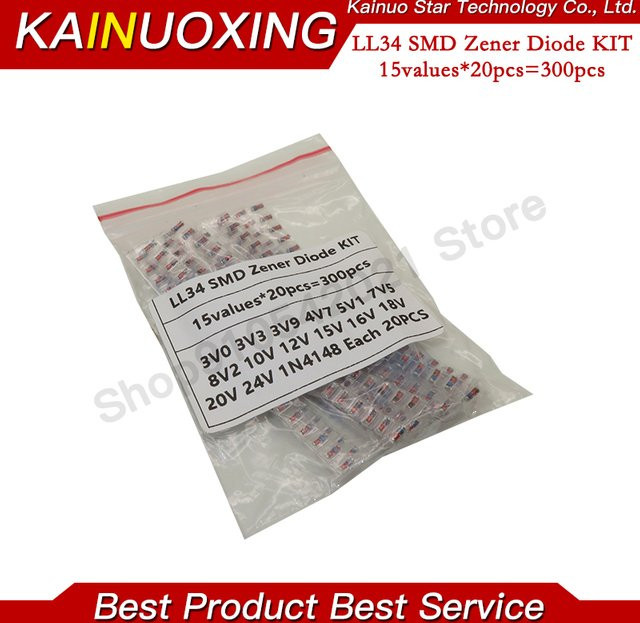 KAINUOXING Zener SMD Diode Set LL34 1N4148 Multicolour 300 Stück mit 15 Werten - Bild 1